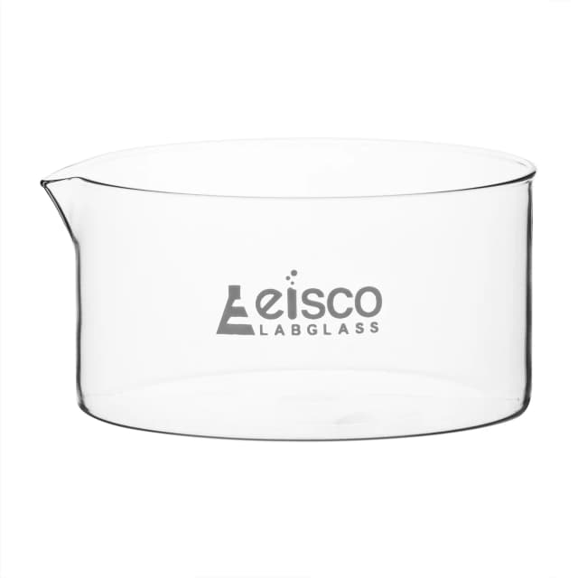 Dish Crystallizing 2000ml, outer dia 190mm, height 100mm. Borosilicate glass, flat bottom with spout