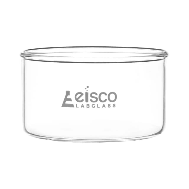 Dish Crystallizing 300ml, outer dia 95mm, height 55mm. Borosilicate glass, flat bottom without spout