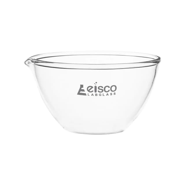 Basin Evaporating, outer dia 80mm, borosilicate glass, flat bottom with spout