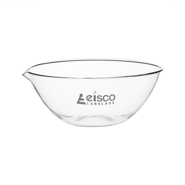 Basin Evaporating, outer dia 200mm, borosilicate glass, flat bottom with spout