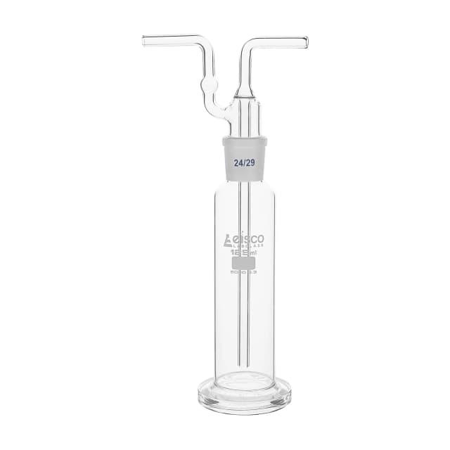 Bottle Gas Washing-Dreschel's with interchangeable joint head B24, made of borosilicate glass, 125ml.
