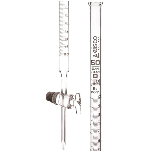 Burettes - Glass Key Capacity 50ml Sub. Div.0.10ml Tolerance ± 0.10ml, class-B, White Graduation