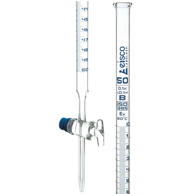 Burettes - Glass Key Capacity 50ml Sub. Div.0.10ml Tolerance ± 0.10ml, class-B, Blue Graduation