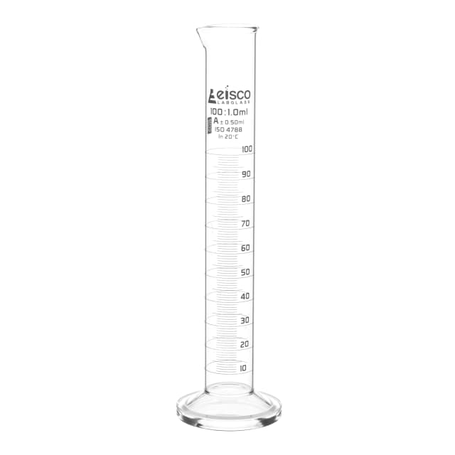 Cylinder Measuring Graduated, cap. 100ml., class 'A', round base with spout, borosilicate glass, White Graduation