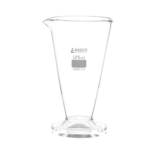 Conical Measures 250ml., borosilicate glass, ungraduated with glass base and spout