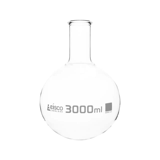 Flask Boiling 3000ml, round bottom, narrow neck, borosilicate glass