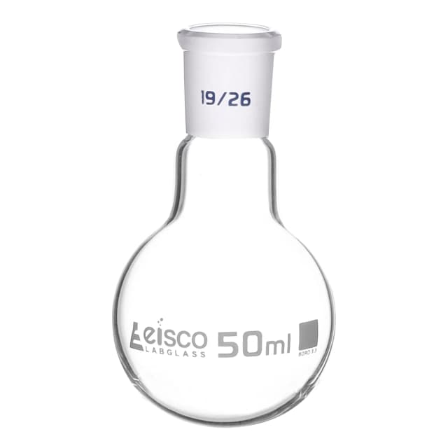 Flask Boiling with joint 50ml, socket size 19/26, round bottom, interchangeable joint, single neck, borosilicate glass