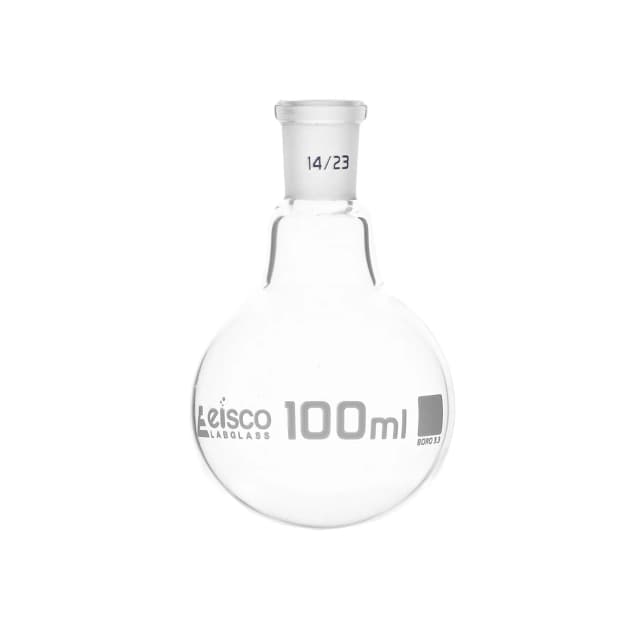 Flask Boiling with joint 100ml, socket size 14/23, round bottom, interchangeable joint, single neck, borosilicate glass