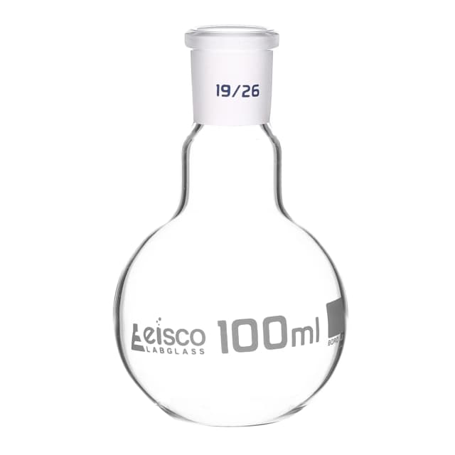 Flask Boiling with joint 100ml, socket size 19/26, round bottom, interchangeable joint, single neck, borosilicate glass