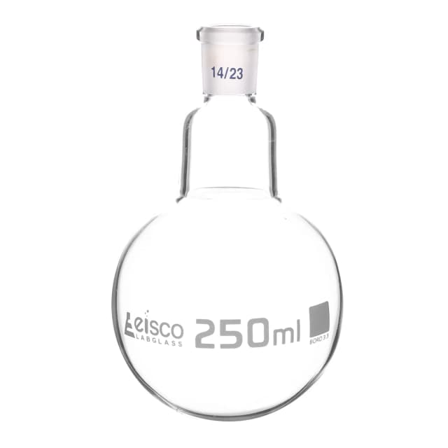 Flask Boiling with joint 250ml, socket size 14/23, round bottom, interchangeable joint, single neck, borosilicate glass
