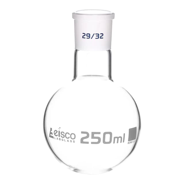 Flask Boiling with joint 250ml, socket size 29/32, round bottom, interchangeable joint, single neck, borosilicate glass