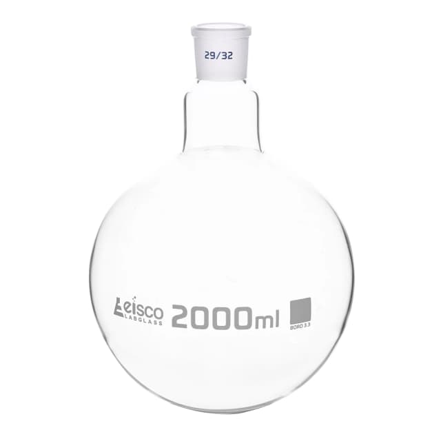 Flask Boiling with joint 2000ml, socket size 29/32, round bottom, interchangeable joint, single neck, borosilicate glass