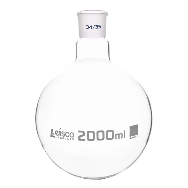 Flask Boiling with joint 2000ml, socket size 34/35, round bottom, interchangeable joint, single neck, borosilicate glass