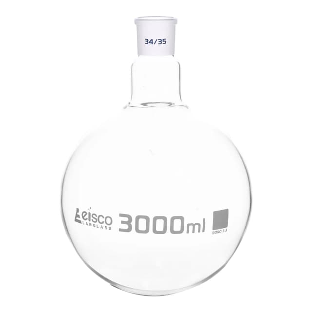 Flask Boiling with joint 3000ml, socket size 34/35, round bottom, interchangeable joint, single neck, borosilicate glass