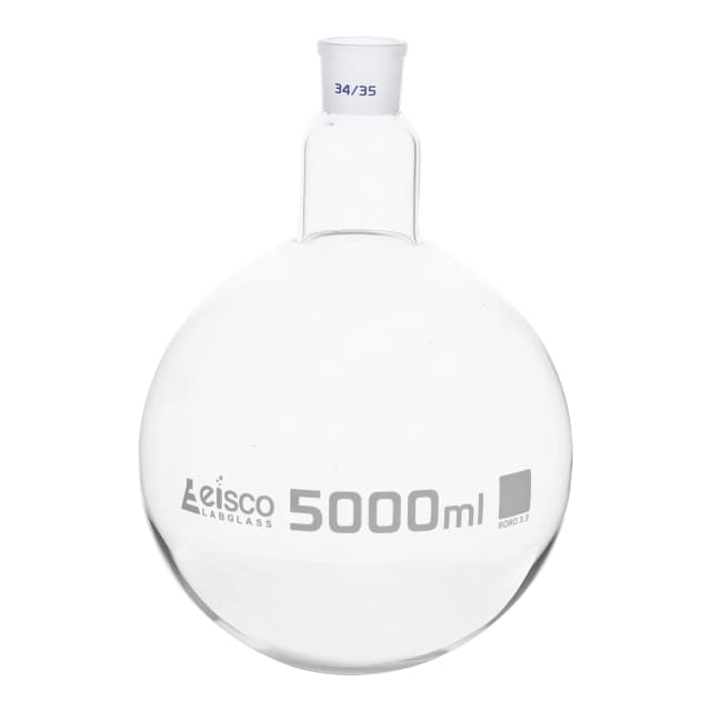 Flask Boiling with joint 5000ml, socket size 34/35, round bottom, interchangeable joint, single neck, borosilicate glass