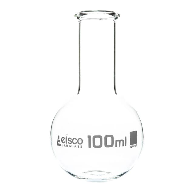Flask Boiling - Florence, flat bottom, narrow neck with beaded rim 100ml, borosilicate glass