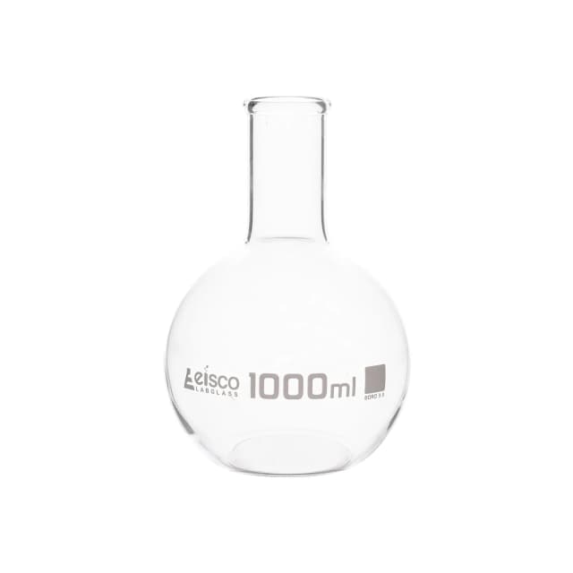 Flask Boiling - Florence, flat bottom, narrow neck with beaded rim 1000ml, borosilicate glass