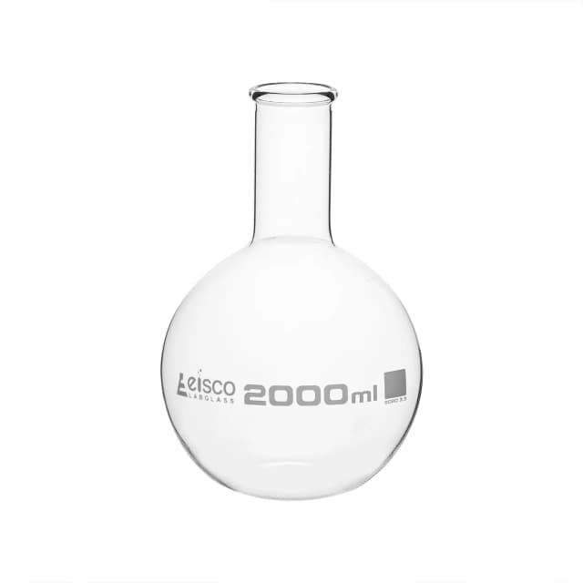 Flask Boiling - Florence, flat bottom, narrow neck with beaded rim 2000ml, borosilicate glass