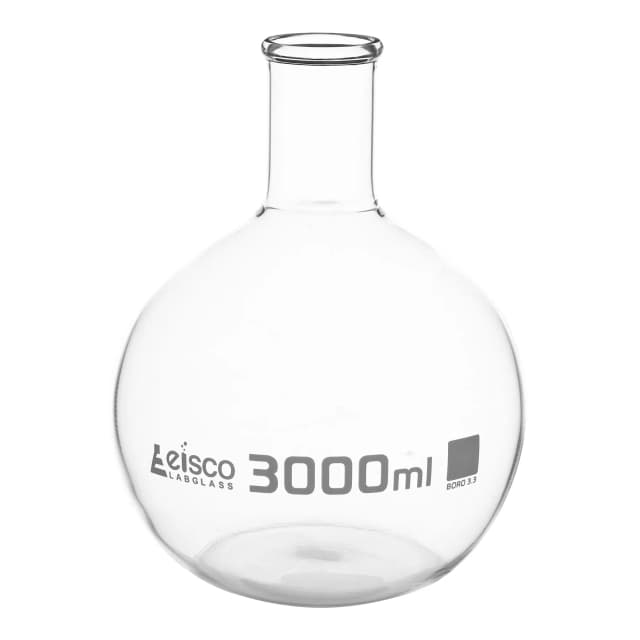 Flask Boiling - Florence, flat bottom, narrow neck with beaded rim 3000ml, borosilicate glass
