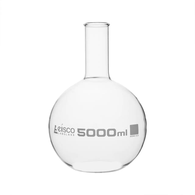 Flask Boiling - Florence, flat bottom, narrow neck with beaded rim 5000ml, borosilicate glass