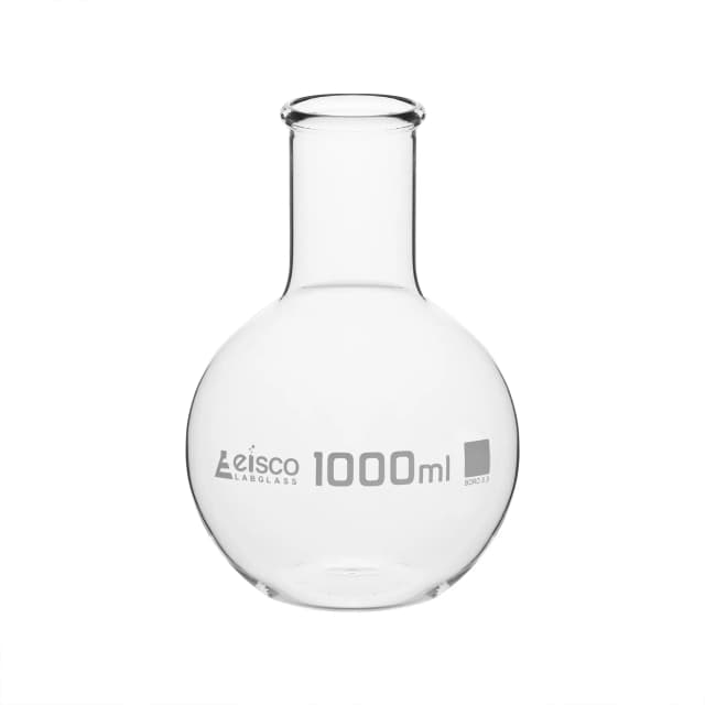 Flask Boiling Flat Bottom wide neck with rim 1000ml