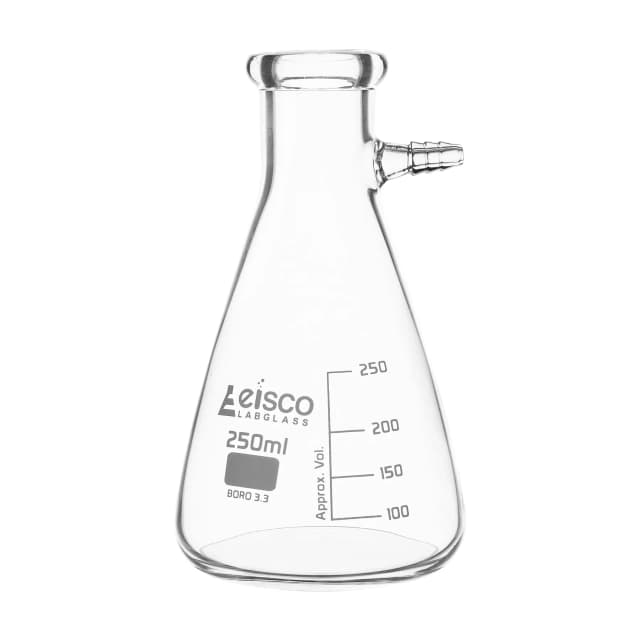 Flask Filtering 250ml., Conical, with integral side arm, Glass Connector