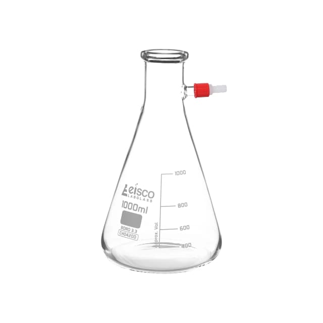 Flask Filtering 1000ml., Conical, with integral side arm, Plastic Screw Thread