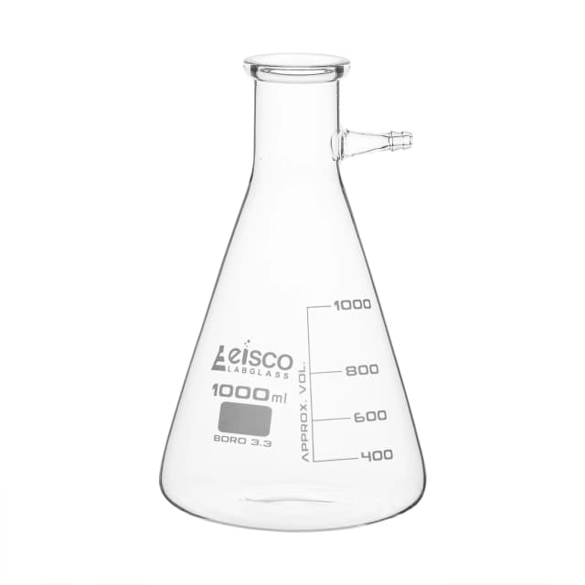 Flask Filtering 1000ml., Conical, with integral side arm, Glass Connector