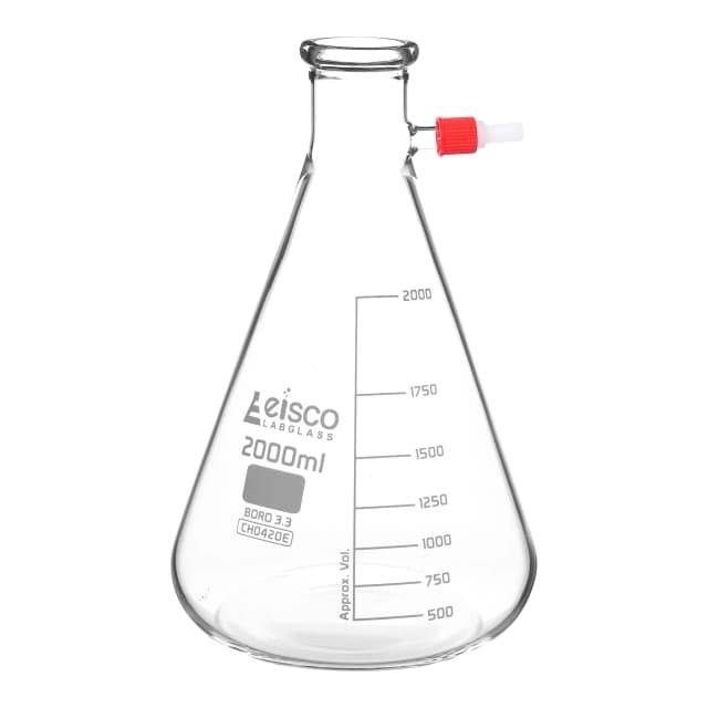 Flask Filtering 2000ml., Conical, with integral side arm, Plastic Screw Thread