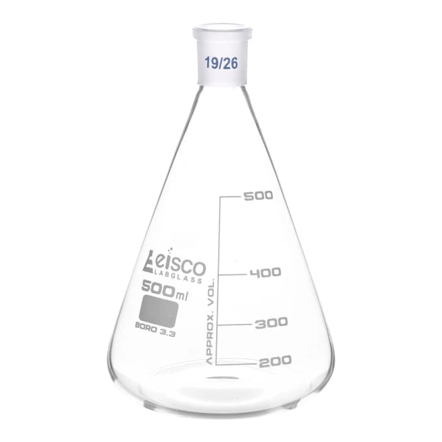 Flask Conical 500ml, Socket size 19/26, narrow neck, with interchangeable joint, borosilicate glass