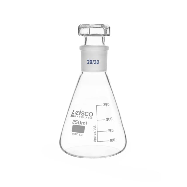 Flask Conical, 250ml, Socket size 29/32, with hollow glass stoppers, borosilicate glass