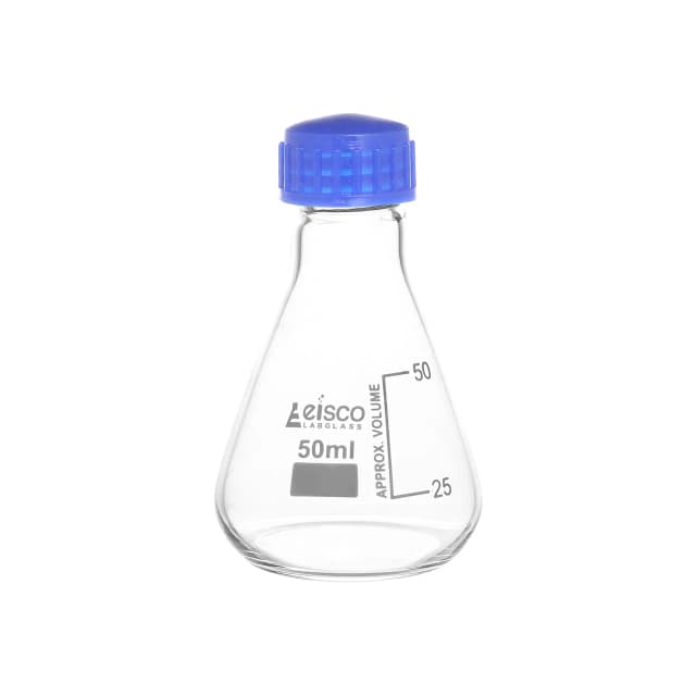 Flask Conical 50ml, Erlenmeyer, with teflon liner screw cap, borosilicate glass