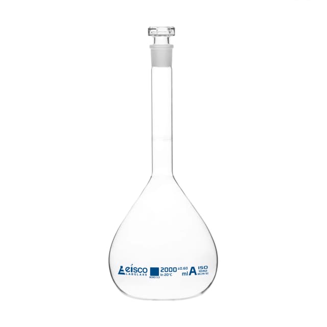 Flasks Volumetric with Hollow Stopper Class - A, cap. 20ml, Hex. Hollow Stopper, borosilicate glass, Blue Printing