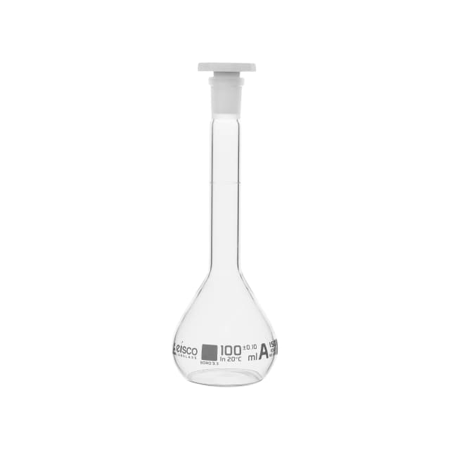 Flask Volumetric class 'A', cap. 100ml, socket size 14/23, borosilicate glass, White Printing