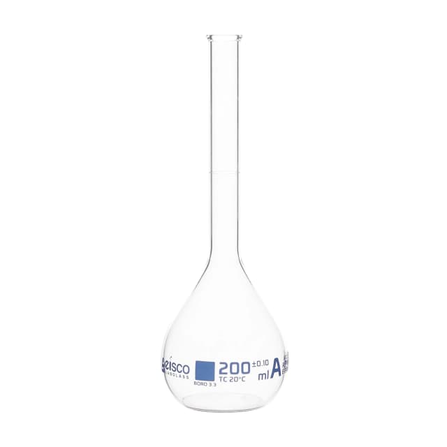 Flask Volumetric class 'A', cap. 200ml, borosilicate glass with rim without stopper