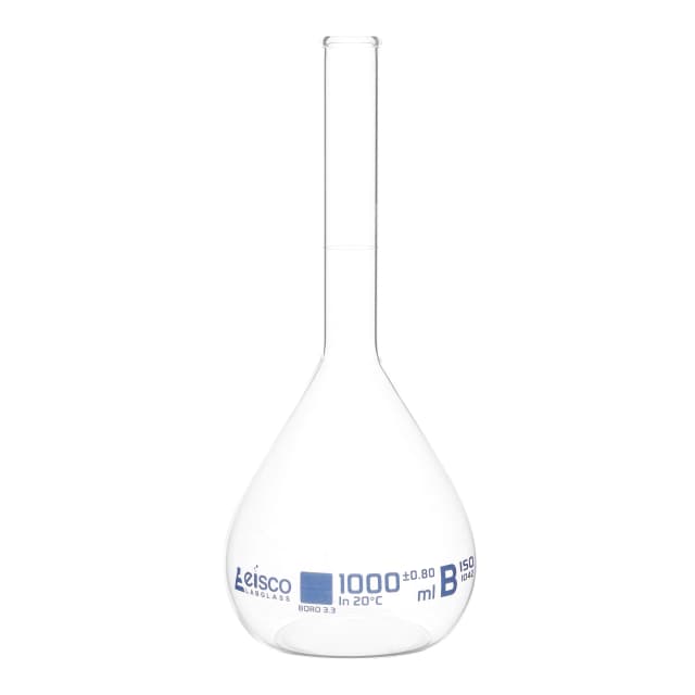 Flask Volumetric class 'B', cap. 1000ml, borosilicate glass with rim without stopper