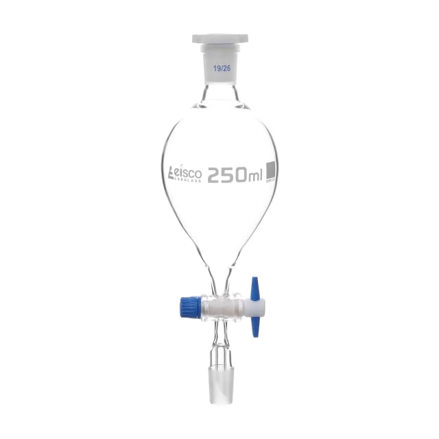 Funnel Separating -Pear Shaped, PTFE Key Stopcock 250 ml Scoket/Cone Size 19/26