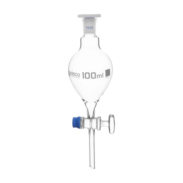 Funnel Separating - Pear shaped, cap. 2000ml, Socket size 29/32, borosilicate glass with interchangeable plastic stopper and glass stopcock