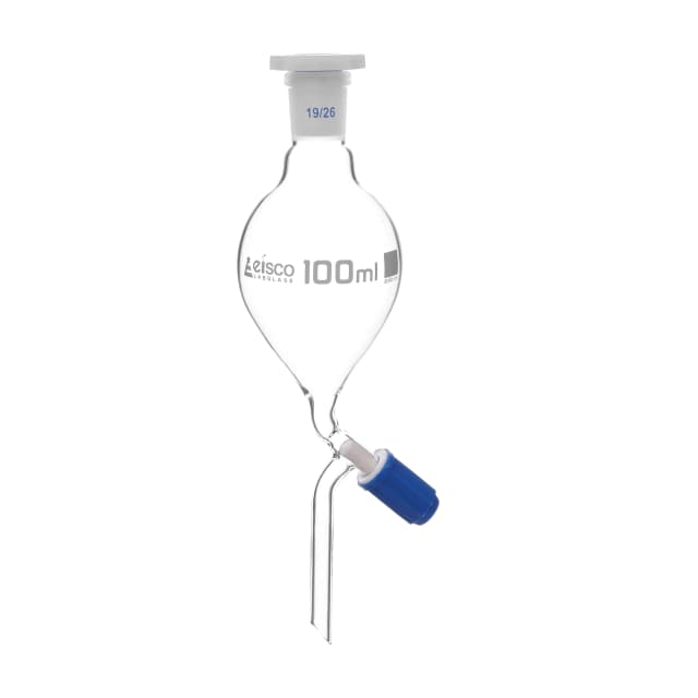 Funnel Separating - Pear shaped, cap. 2000ml, Socket size 29/32, borosilicate glass with interchangeable plastic stopper and screw type Rotaflow stopcock
