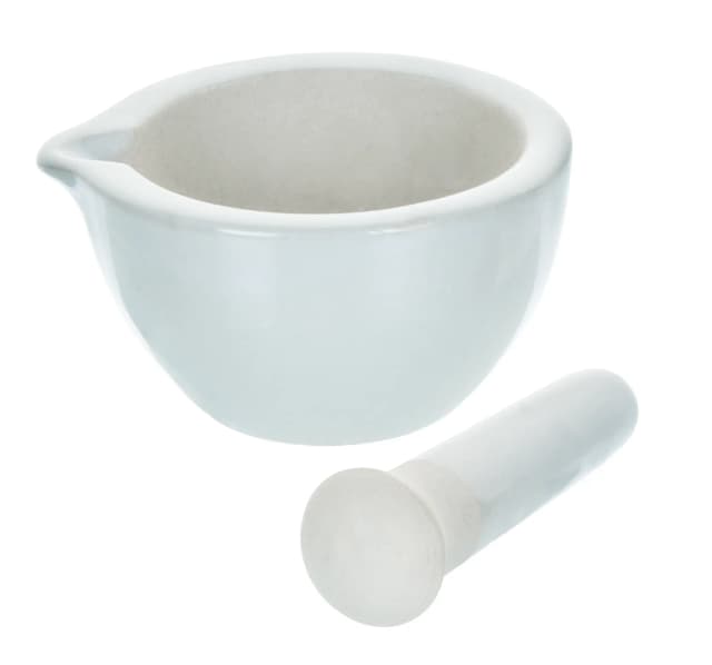 Mortar & Pestle, Porcelain, outer dia 80mm, cap. 60ml.