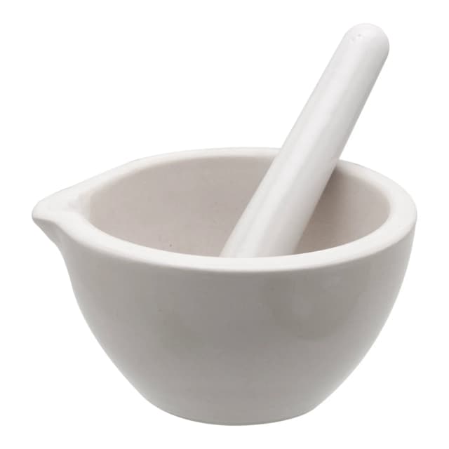 Mortar & Pestle, Porcelain, outer dia 105mm, cap. 150ml.