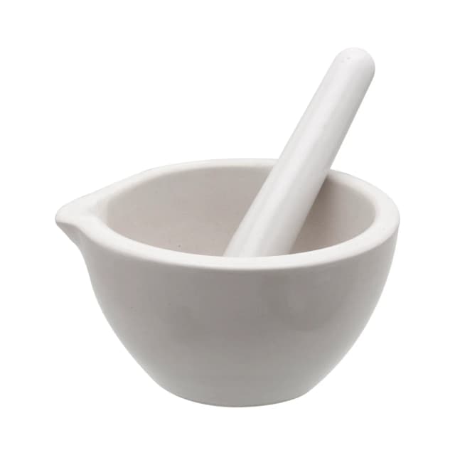 Mortar & Pestle, Porcelain, outer dia 125mm, cap. 275ml.