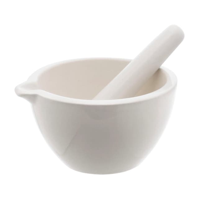 Mortar & Pestle, Porcelain, outer dia 155mm, cap. 550ml.