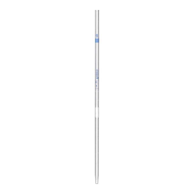 Pipette class 'B' 2ml, Borosilicate glass, Blue Printing bulb form, Orange