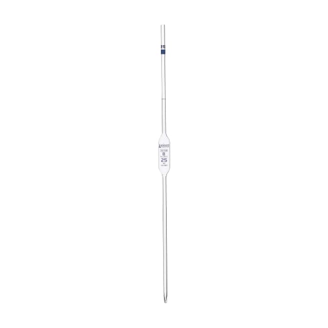 Pipette class 'B' 25ml, Borosilicate glass, Blue Printing bulb form, Blue