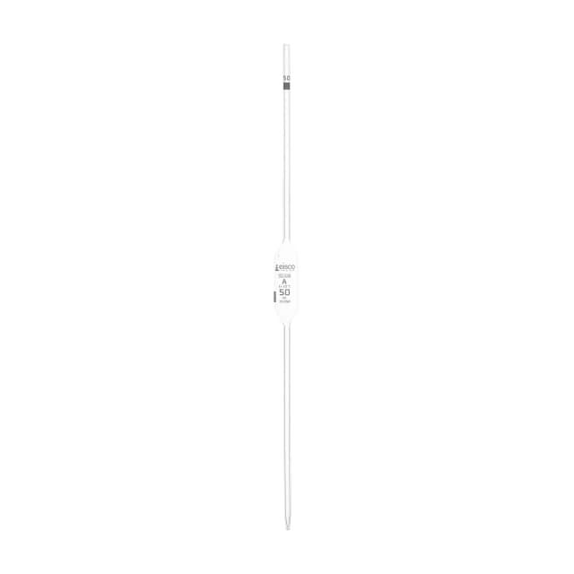 Pipette class 'A' 50ml, Borosilicate glass,  White Printing bulb form, Red