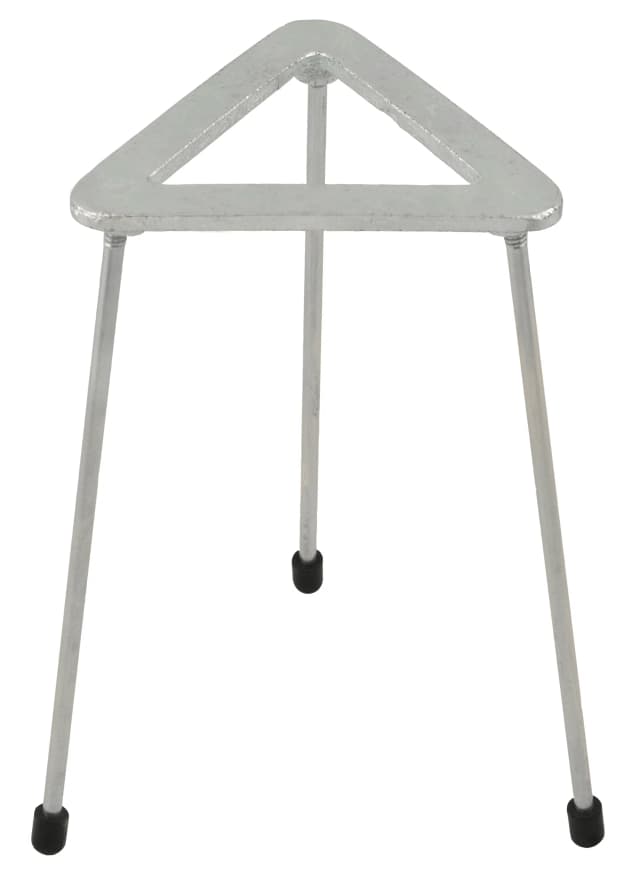 Tripod Stand - Triangular, Zinc plated cast iron top, OD 12cm, height 21cm.