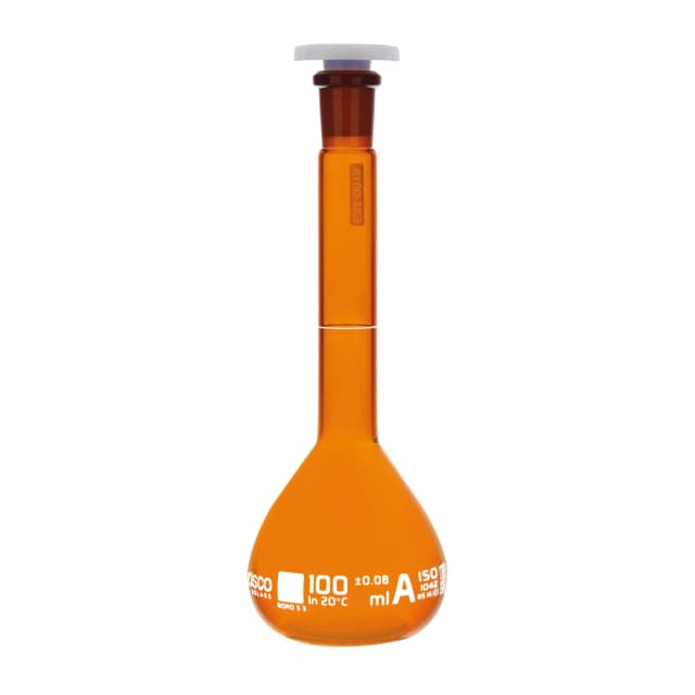 Flasks, Volumetric, Amber Glass, Class A - USP 100ml  14/23
