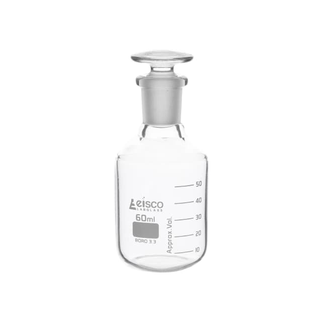 Reagent Bottle Graduated with solid glass stopper cap. 60ml 14/23