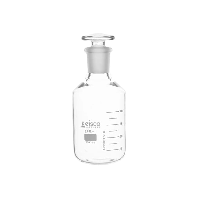 Reagent Bottle Graduated with solid glass stopper cap. 125ml 14/23